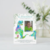 Dinosaur Oerwoud Foto Birthday Party Budget Uitnodiging Briefkaart (Staand voorkant)