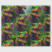 Dinosaur Oerwoud Green Birthday Kinder Cadeaupapier (Vlak)