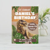 Dinosaur Oerwoud Kinderen Birthday Party Gifts Kaart (Staand voorkant)