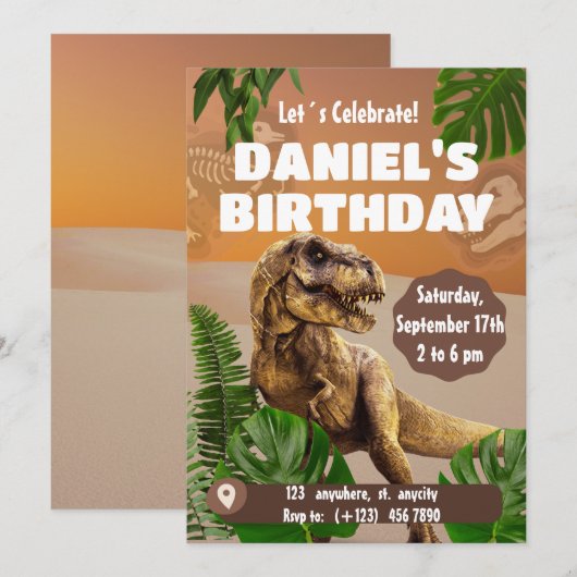 Dinosaur Oerwoud Kinderen Birthday Party Gifts Kaart (Voorkant / Achterkant)