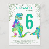 Dinosaur oerwoud party boys Birthday budget Uitnodiging Briefkaart (Voorkant)