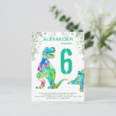 Dinosaur oerwoud party boys Birthday budget Uitnodiging Briefkaart (Staand voorkant)