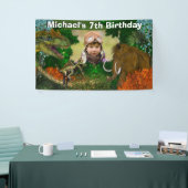 Dinosaur-oerwoud T-rex, foto van wollen mammot Spandoek (Beurs)