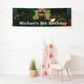 Dinosaur oerwoud T-rex jongens foto Dino-wezens Spandoek (Insitu)