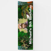 Dinosaur oerwoud T-rex jongens foto Dino-wezens Spandoek (Verticaal)