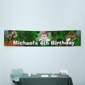 Dinosaur oerwoud T-rex jongens fotofeestje Spandoek (Beurs)