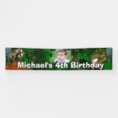 Dinosaur oerwoud T-rex jongens fotofeestje Spandoek (Horizontaal)