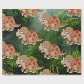 Dinosaur Oerwoud Triceratops Kinder Cadeaupapier (Vlak)