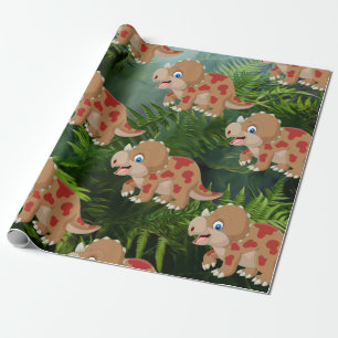 Dinosaur Oerwoud Triceratops Kinder Cadeaupapier