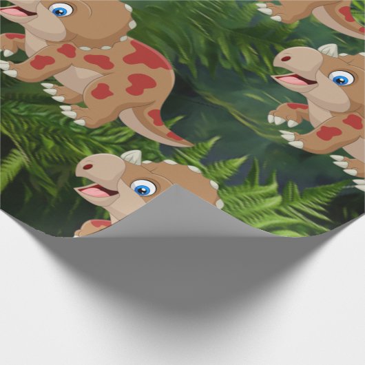 Dinosaur Oerwoud Triceratops Kinder Cadeaupapier (Hoek)