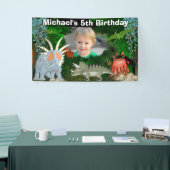 Dinosaur oerwoud vulcano jongens verjaardagfoto spandoek (Beurs)