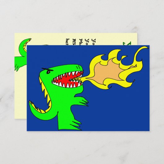 Dinosaur of Dragon Art van weinig t + Joseph Adams Kaart (Voorkant / Achterkant)