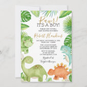 Dinosaur Oh Boy Baby shower Kaart (Voorkant)