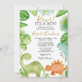 Dinosaur Oh Boy Baby shower Kaart