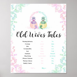Dinosaur Old Wives Tales Pink Blue Waterverf Sign Poster