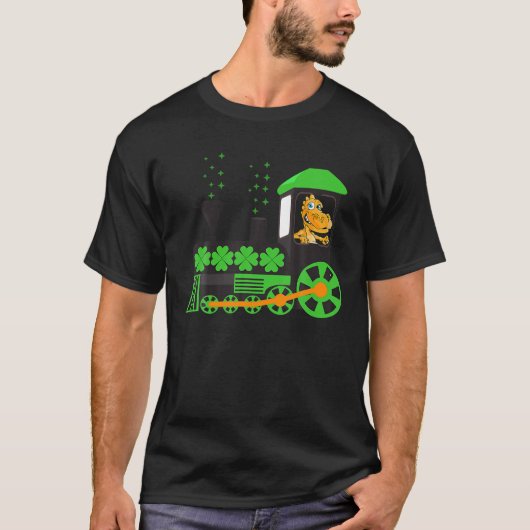 Dinosaur On Train St Patrick's Day Train Irish Sha T-shirt (Voorkant)