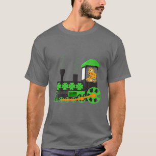 Dinosaur on Train St Patrick's Day Train Irish Sha T-shirt