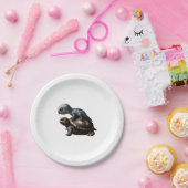 dinosaur on turtle Copy Papieren Bordje (Feest)