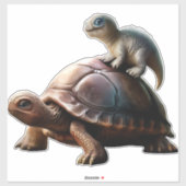 dinosaur on turtle sticker (Vel)