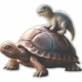 dinosaur on turtle sticker (Voorkant)