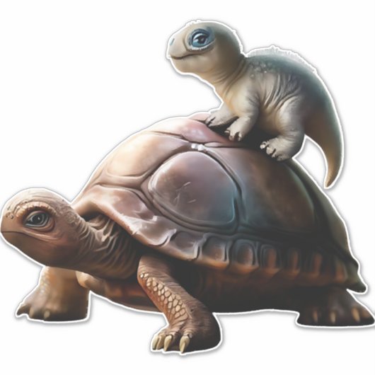 dinosaur on turtle sticker (Voorkant)