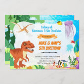 Dinosaur onder de zee gezamenlijk feest kaart (Voorkant / Achterkant)