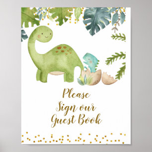 Dinosaur Onderteken ons Baby shower van het Guest Poster