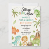 Dinosaur One-A-Saurs 1st Birthday Party Invitation Kaart (Voorkant)