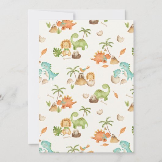 Dinosaur One-A-Saurs 1st Birthday Party Invitation Kaart (Achterkant)