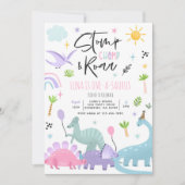 Dinosaur One-A-Saurs 1st Birthday Party Invitation Kaart (Voorkant)