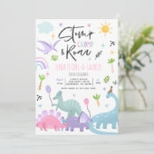 Dinosaur One-A-Saurs 1st Birthday Party Invitation Kaart (Staand voorkant)