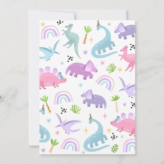 Dinosaur One-A-Saurs 1st Birthday Party Invitation Kaart (Achterkant)