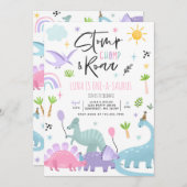 Dinosaur One-A-Saurs 1st Birthday Party Invitation Kaart (Voorkant / Achterkant)