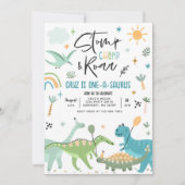 Dinosaur One-A-Saurs 1ste verjaardag Kaart (Voorkant)