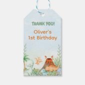 Dinosaur One-A-Saurus 1e verjaardag bedankt Cadeaulabel (Voorkant)