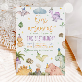 Dinosaur One-A-Saurus 1e verjaardag Kaart