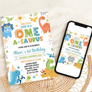 Dinosaur One-A-Saurus 1e Verjaardag Kaart