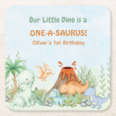 Dinosaur One-A-Saurus 1e verjaardag Kartonnen Onderzetters (Voorkant)
