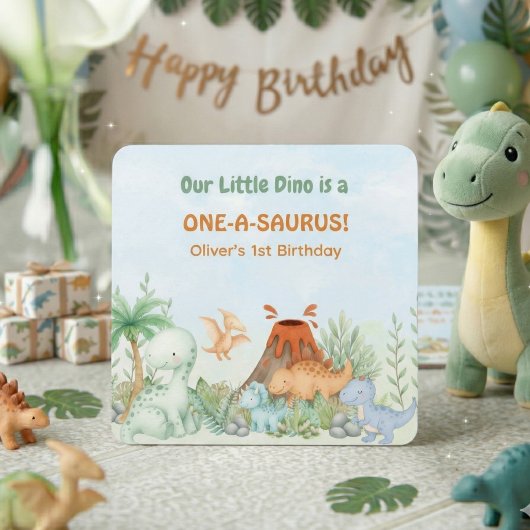 Dinosaur One-A-Saurus 1e verjaardag Kartonnen Onderzetters