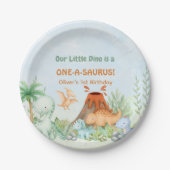 Dinosaur One-A-Saurus 1e verjaardag  Papieren Bordje (Voorkant)
