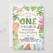 Dinosaur One-A-Saurus 1e verjaardag uitnodiging (Voorkant)