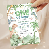 Dinosaur One-A-Saurus 1e Verjaardagsfeestje Kaart