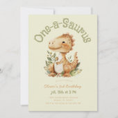 Dinosaur One-A-Saurus 1e Verjaardagsfeestjes Jonge Kaart (Voorkant)