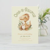 Dinosaur One-A-Saurus 1e Verjaardagsfeestjes Jonge Kaart (Staand voorkant)