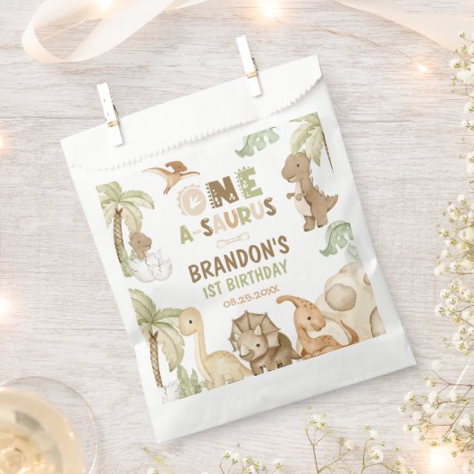 Dinosaur One-A-Saurus 1st Birthday Party Bedankzakje (Geknipt)