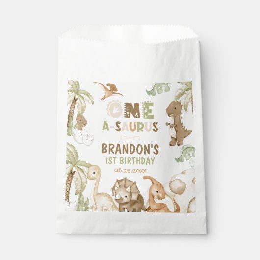 Dinosaur One-A-Saurus 1st Birthday Party Bedankzakje (Voorkant)