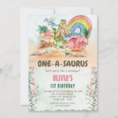 Dinosaur One-A-Saurus 1st Birthday Party Kaart (Voorkant)