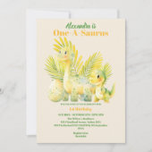 Dinosaur One-A-Saurus 1st Birthday Party Kaart (Voorkant)