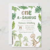Dinosaur One-A-Saurus 1st Birthday Party Kaart (Voorkant)
