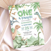 Dinosaur One-A-Saurus 1st Birthday Party Kaart